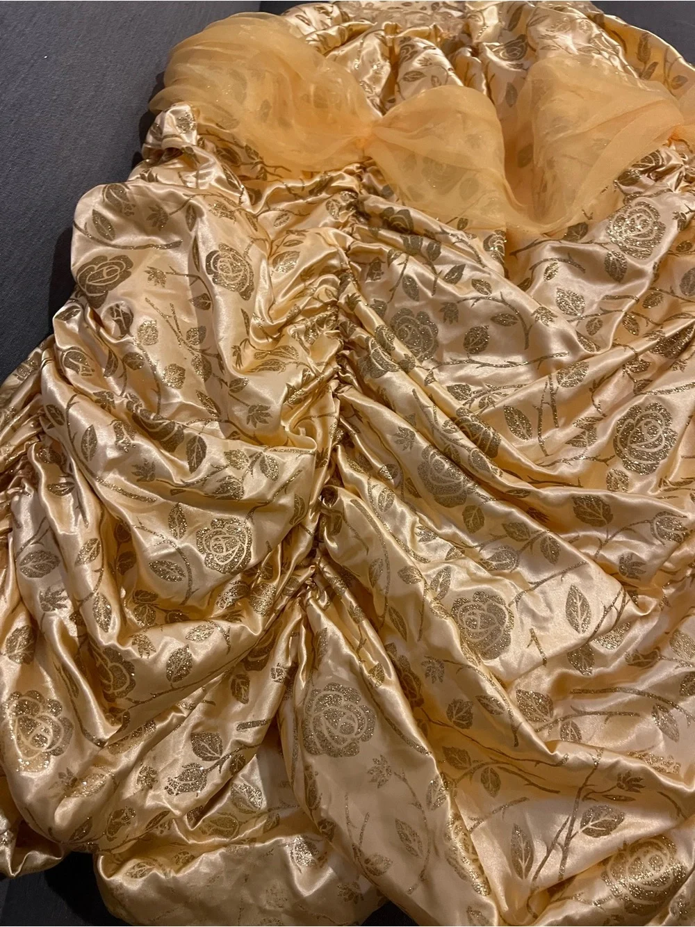 Disney Princess Belle Gold Costume with Red Rose Accents
